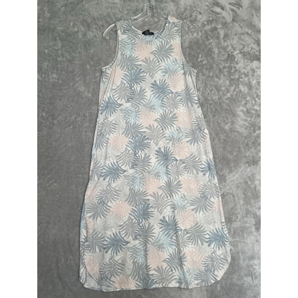 Tahari Dress Womens Medium Sleeveless Tropical Palm Leaf Print Jersey Stretch